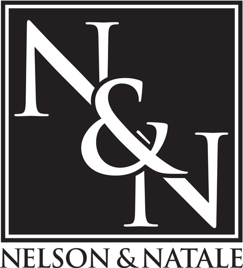 A black and white logo of the nelsons natale company.